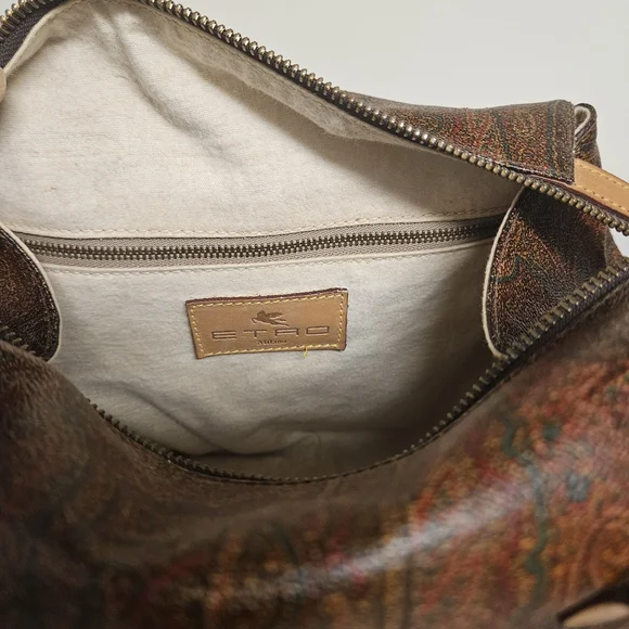 Etro Brown and Tan Paisley Satchel